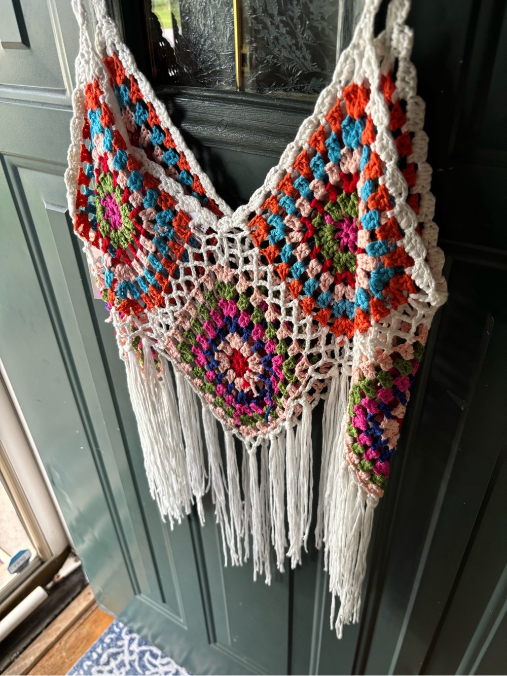 Rebellion White Crochet Fringe Tank with Multicolor Accents - Picture 10 of 12